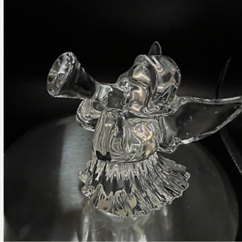 Baccarat Crystal Cherub or Winged Angel With Horn Nativity Figure 4" MINT!